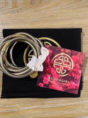 Budhagirl Metallic Gold Multistrand Stretch Bracelet Size Small